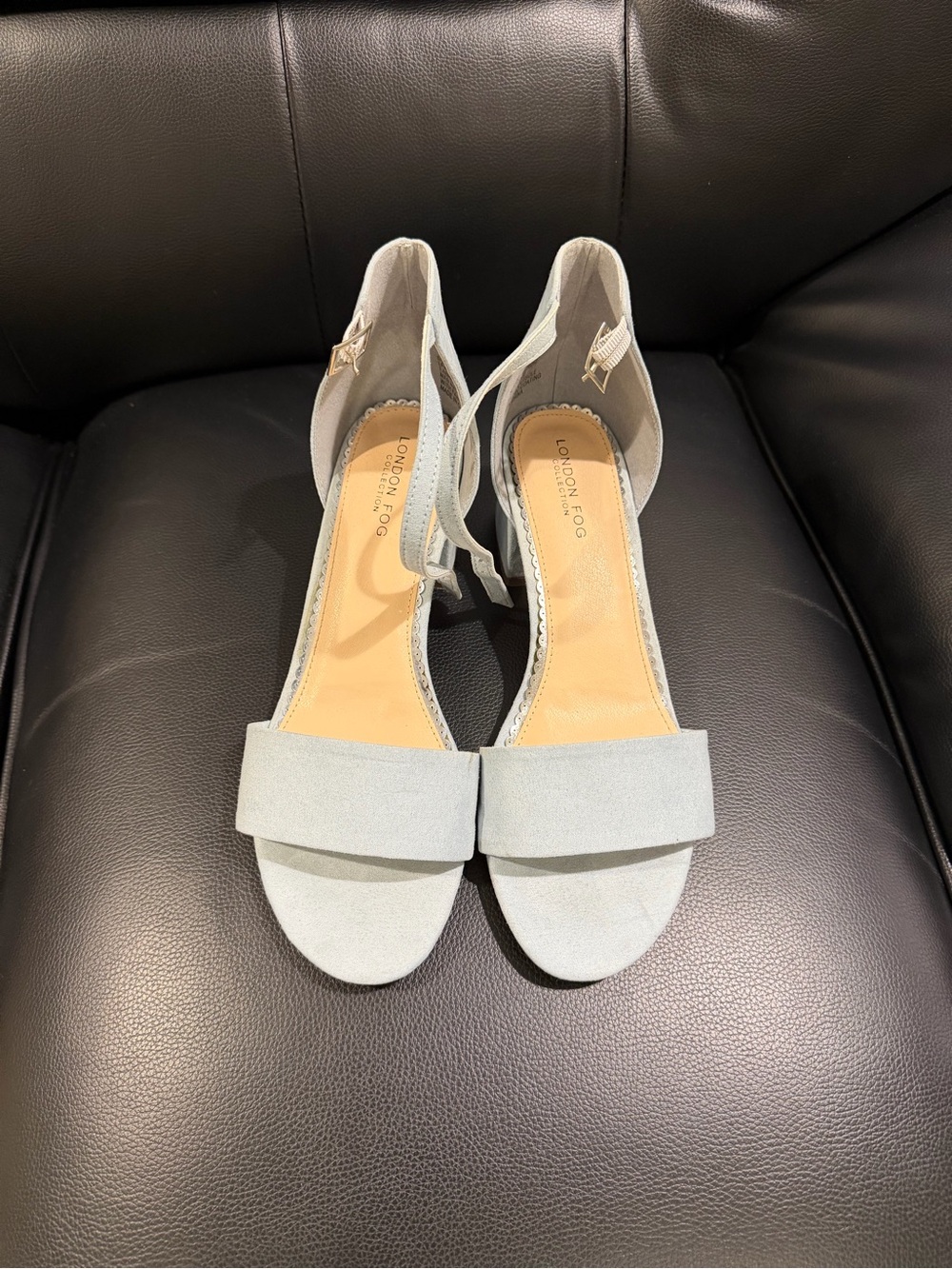 London Fog Light Blue Open-Toe Ankle Strap Heels
